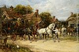 Heywood Hardy Canvas Paintings - Changing Horses